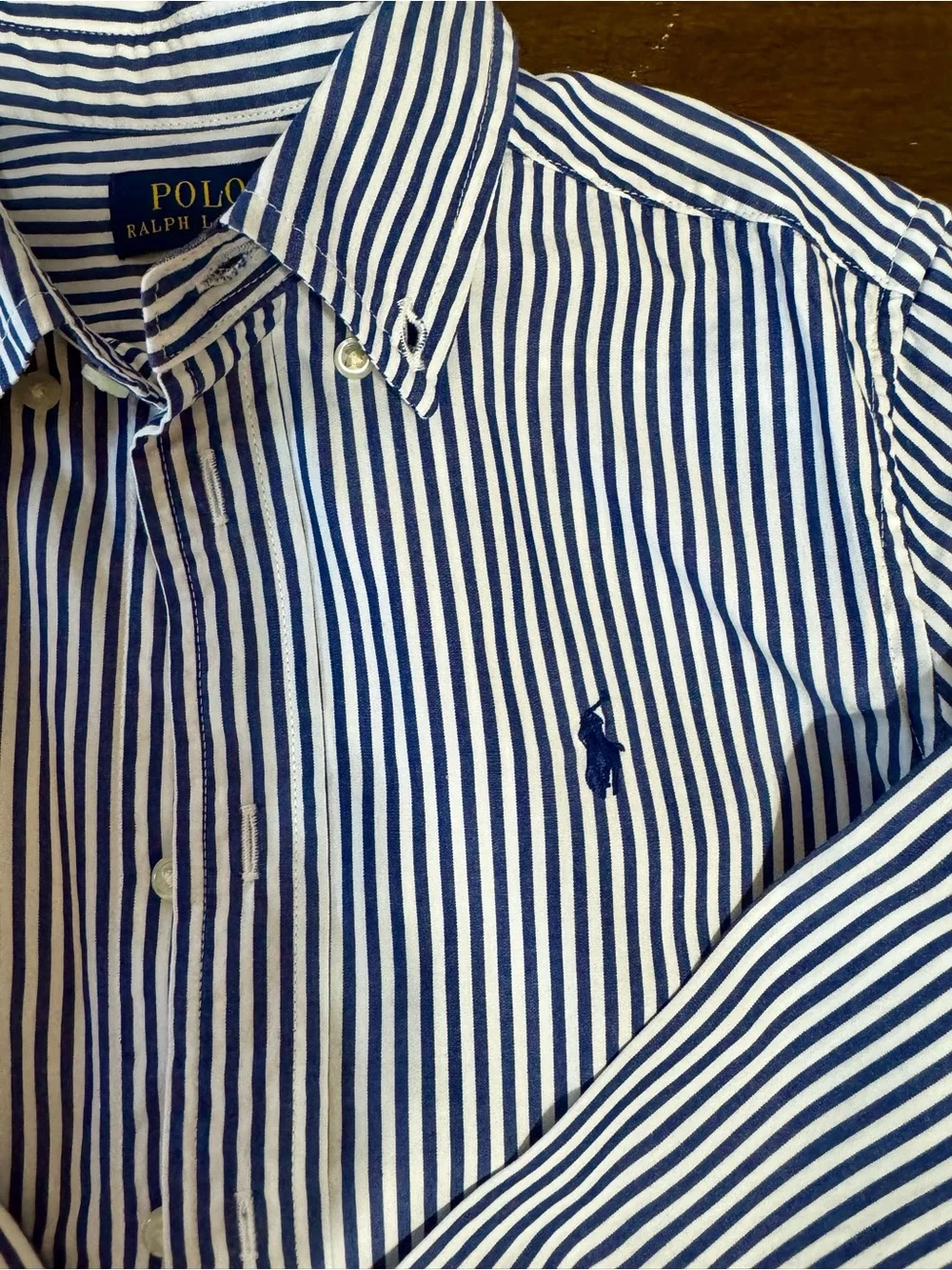 Ralph Lauren Blue & White Striped Button-Down Shirt